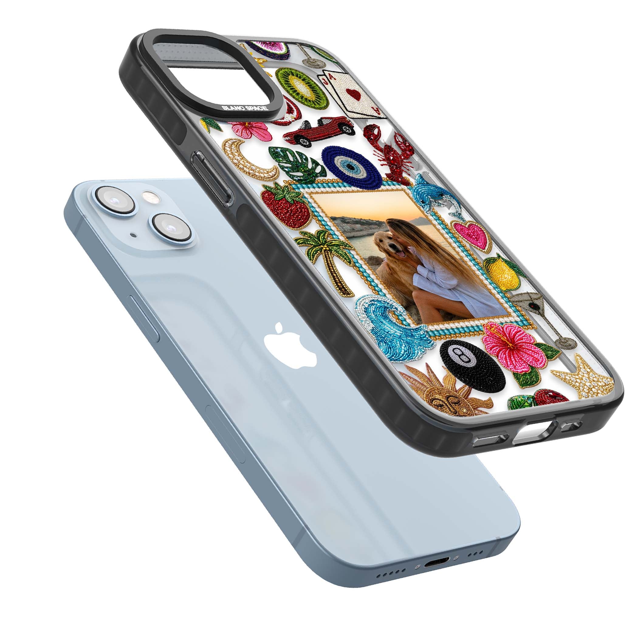 Beaded Photo coastal iPhone case | Black Impact Magsafe case for iPhone 13, iPhone 14, iPhone 15
