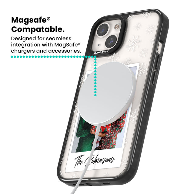 Personalised Snowflake Photo Magsafe Black Impact Phone Case for iPhone 13, iPhone 14, iPhone 15