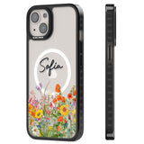 Personalised Summer Wildflowers Magsafe Black Impact Phone Case for iPhone 13, iPhone 14, iPhone 15