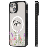 Personalised Lavender Wildflowers Magsafe Black Impact Phone Case for iPhone 13, iPhone 14, iPhone 15