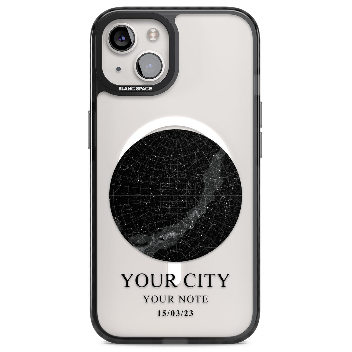 Personalised Star Map Magsafe Black Impact Phone Case for iPhone 13, iPhone 14, iPhone 15