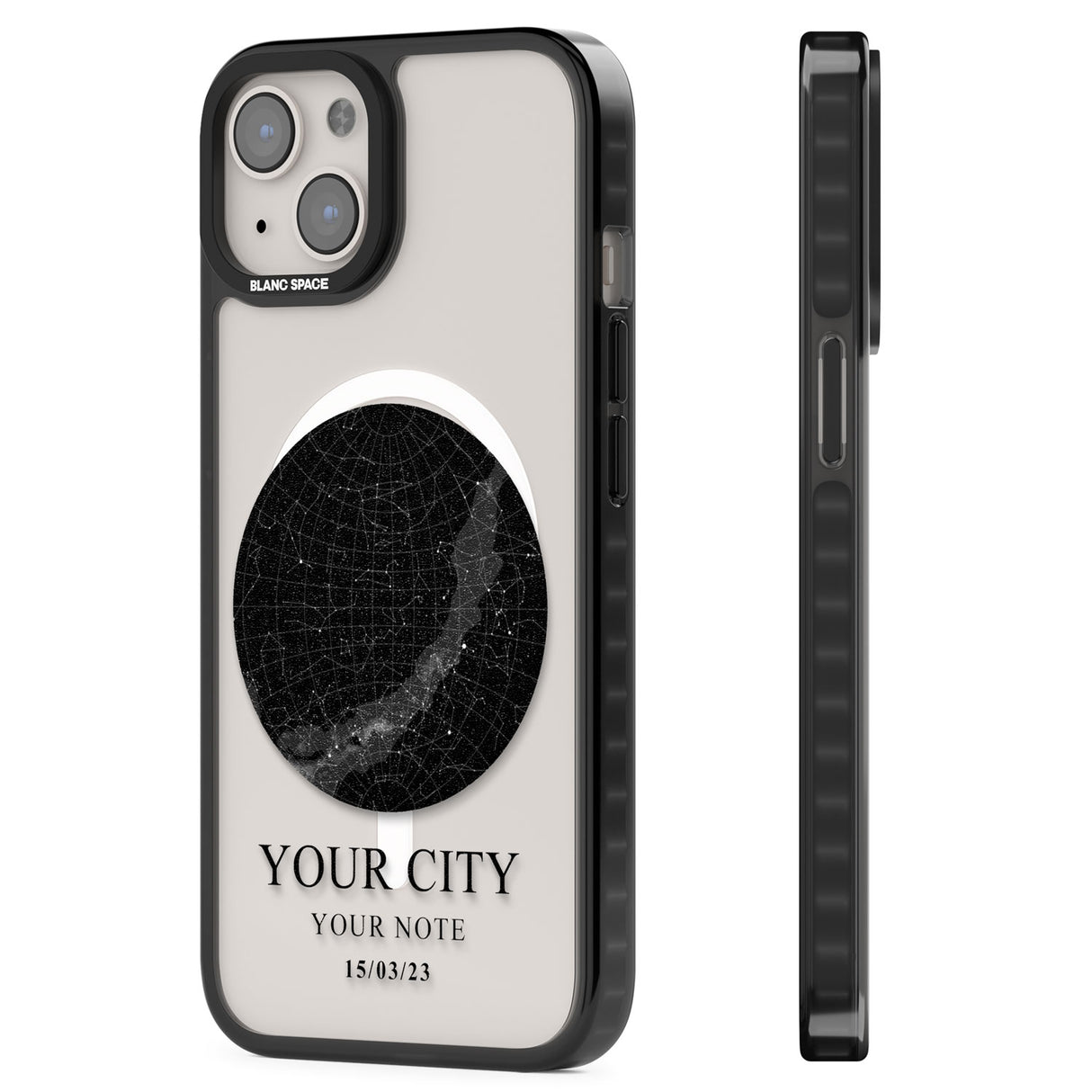 Personalised Star Map Magsafe Black Impact Phone Case for iPhone 13, iPhone 14, iPhone 15