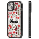 Personalised Cherry Pattern Magsafe Black Impact Phone Case for iPhone 13, iPhone 14, iPhone 15