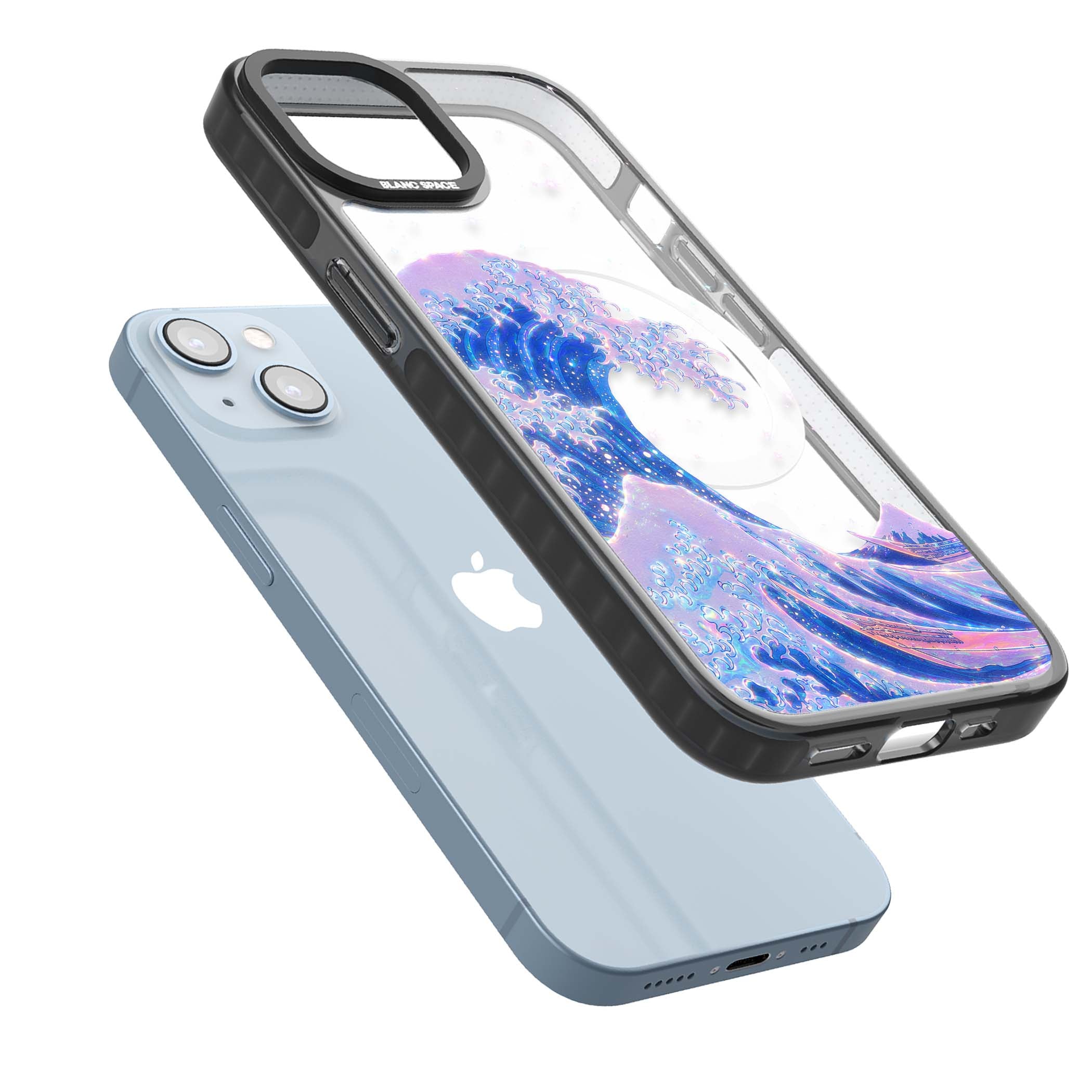 The Great Wave In Opal japanese iPhone case | Black Impact Magsafe case for iPhone 13, iPhone 14, iPhone 15