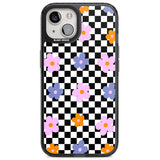 Checkered Blossom Magsafe Black Impact Phone Case for iPhone 13, iPhone 14, iPhone 15