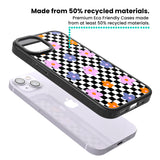 Checkered Blossom Magsafe Black Impact Phone Case for iPhone 13, iPhone 14, iPhone 15