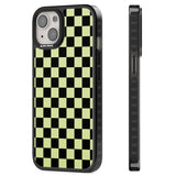 Black & Lime Check Magsafe Black Impact Phone Case for iPhone 13, iPhone 14, iPhone 15