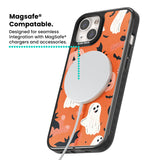 Orange Halloween Pattern Magsafe Black Impact Phone Case for iPhone 13, iPhone 14, iPhone 15