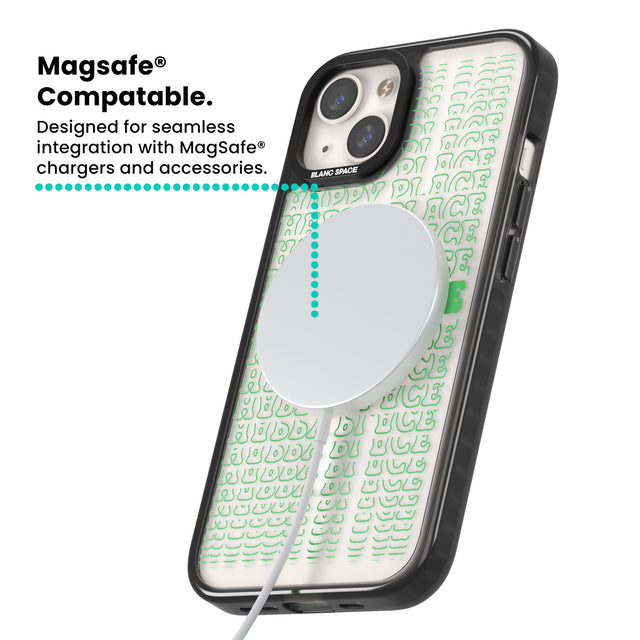 Happy Place (Green) Magsafe Black Impact Phone Case for iPhone 13, iPhone 14, iPhone 15