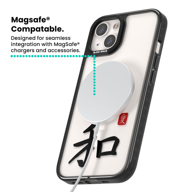 Japanese Kanji - Peace Magsafe Black Impact Phone Case for iPhone 13, iPhone 14, iPhone 15