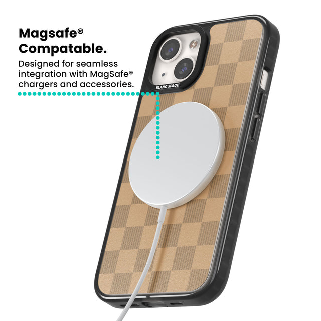 BEIGE CHECKERED Magsafe Black Impact Phone Case for iPhone 13, iPhone 14, iPhone 15