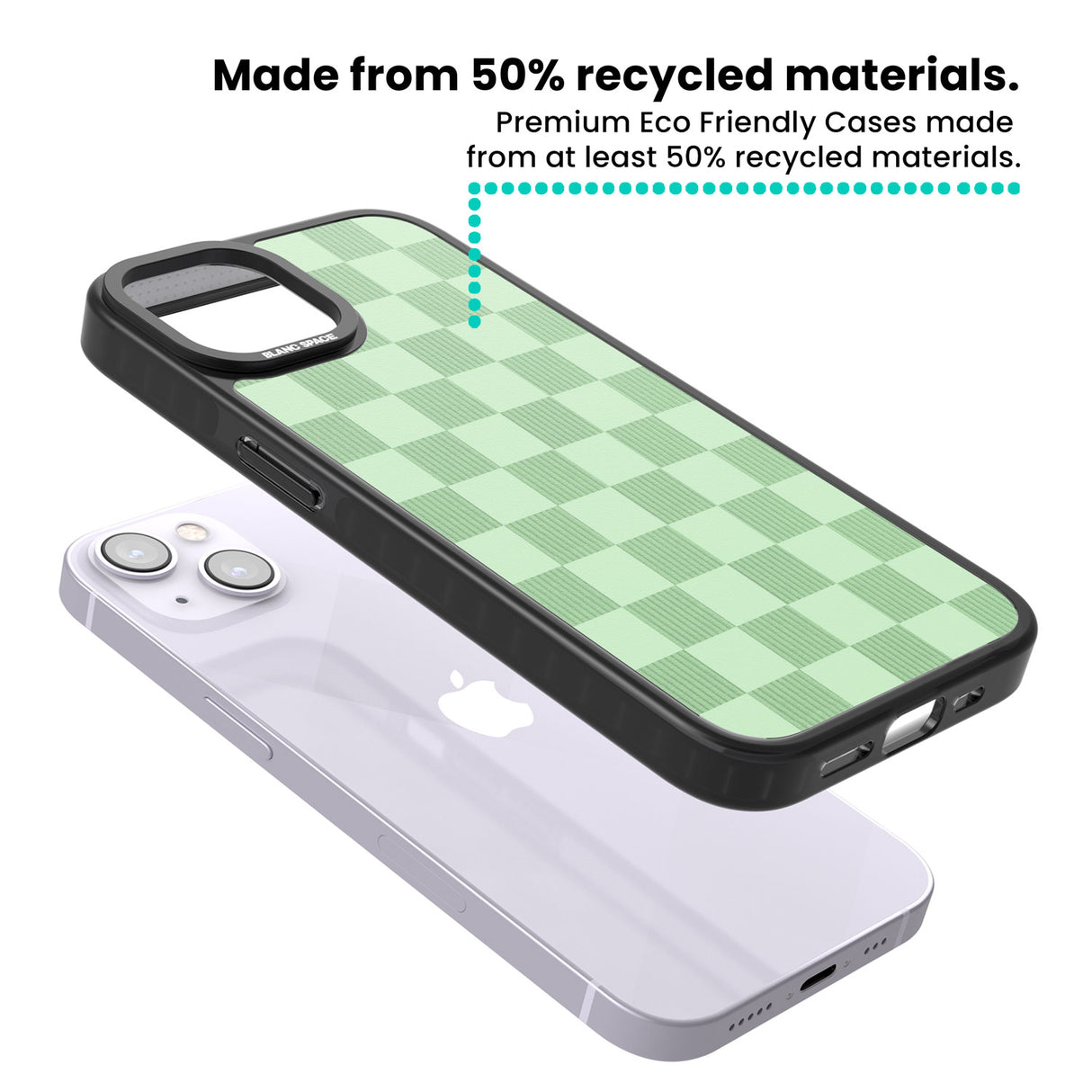 SEAFOAM CHECKERED Magsafe Black Impact Phone Case for iPhone 13, iPhone 14, iPhone 15