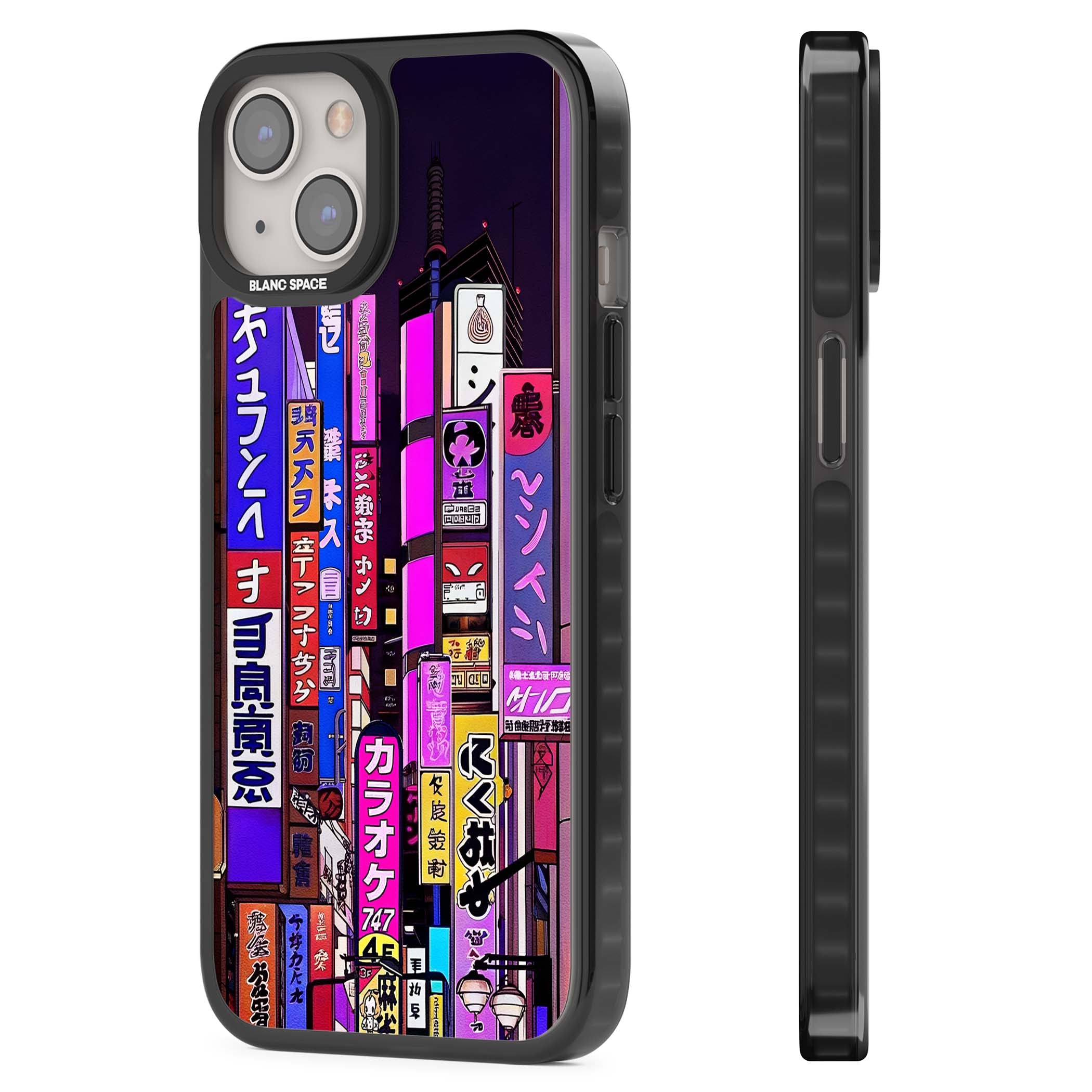 NEON NIGHT anime iPhone case | Black Impact Magsafe case for iPhone 13, iPhone 14, iPhone 15