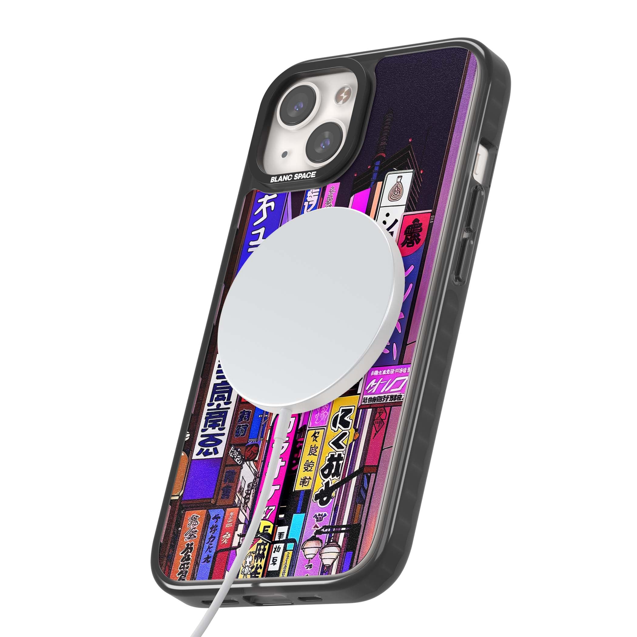 NEON NIGHT anime iPhone case | Black Impact Magsafe case for iPhone 13, iPhone 14, iPhone 15