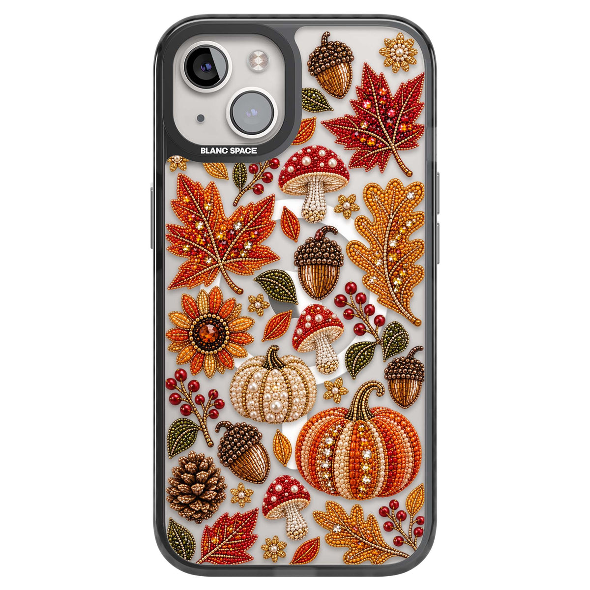 Beaded Autumn iPhone case | Black Impact Magsafe case for iPhone 13, iPhone 14, iPhone 15