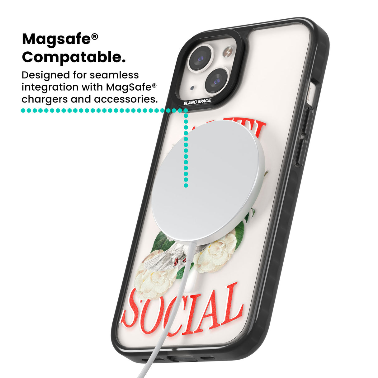 Anti-Social Magsafe Black Impact Phone Case for iPhone 13, iPhone 14, iPhone 15