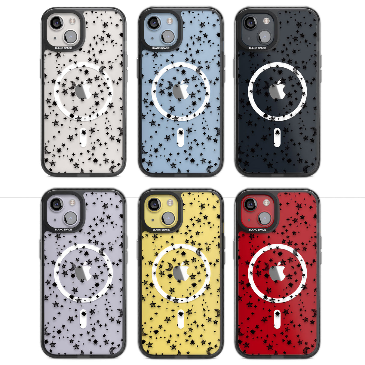 Black Cosmic Galaxy Pattern Magsafe Black Impact Phone Case for iPhone 13, iPhone 14, iPhone 15