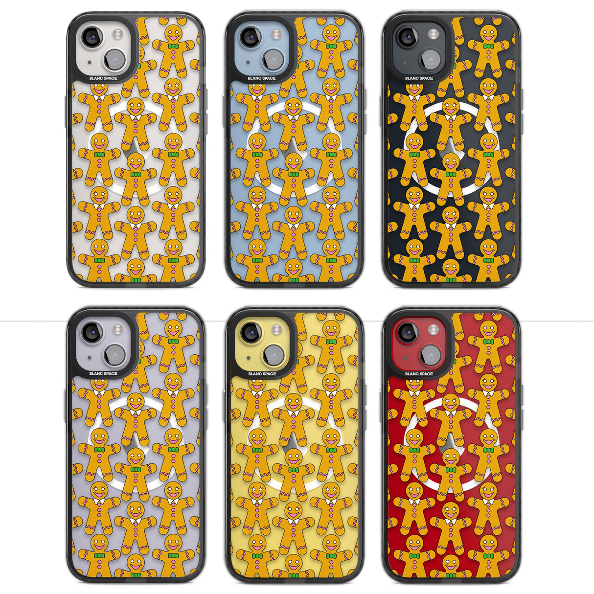 Gingerbread Cookie Pattern Magsafe Black Impact Phone Case for iPhone 13, iPhone 14, iPhone 15