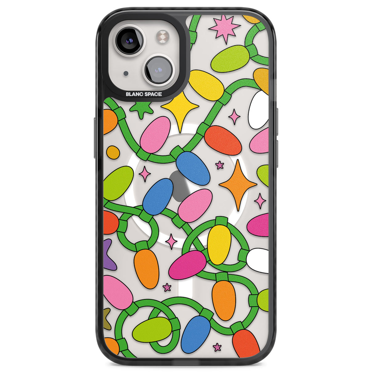 Festive Lights Pattern Magsafe Black Impact Phone Case for iPhone 13, iPhone 14, iPhone 15