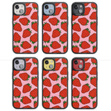 Strawberry Pattern (Pink) Magsafe Black Impact Phone Case for iPhone 13, iPhone 14, iPhone 15