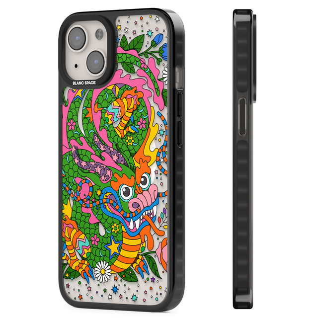 Psychedelic Jungle Dragon Magsafe Black Impact Phone Case for iPhone 13, iPhone 14, iPhone 15