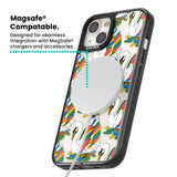 Colourful Swan Pattern Magsafe Black Impact Phone Case for iPhone 13, iPhone 14, iPhone 15