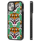 Fierce Jungle Tigers (Green) Magsafe Black Impact Phone Case for iPhone 13, iPhone 14, iPhone 15