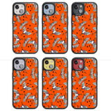 Colourful Crane Pattern (Orange) Magsafe Black Impact Phone Case for iPhone 13, iPhone 14, iPhone 15