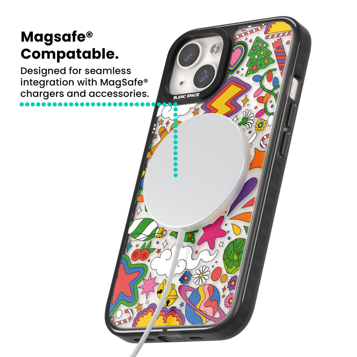 Whimsical Wonderland Magsafe Black Impact Phone Case for iPhone 13, iPhone 14, iPhone 15