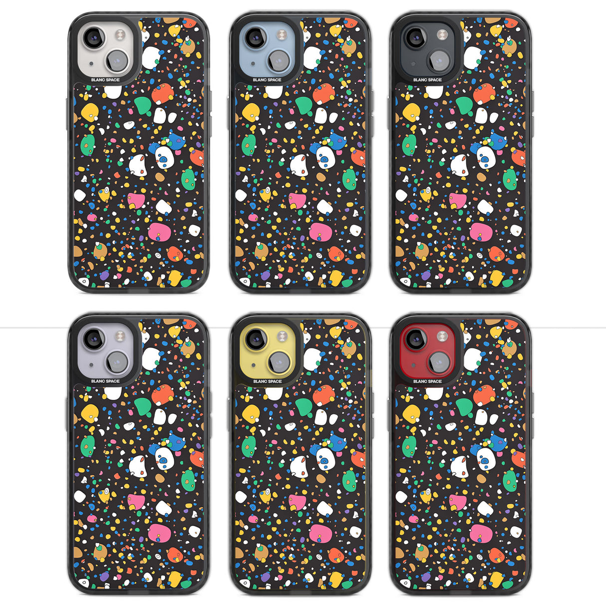 Colourful Confetti Pebbles (Black) Magsafe Black Impact Phone Case for iPhone 13, iPhone 14, iPhone 15