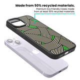 Green Optic Waves Magsafe Black Impact Phone Case for iPhone 13, iPhone 14, iPhone 15