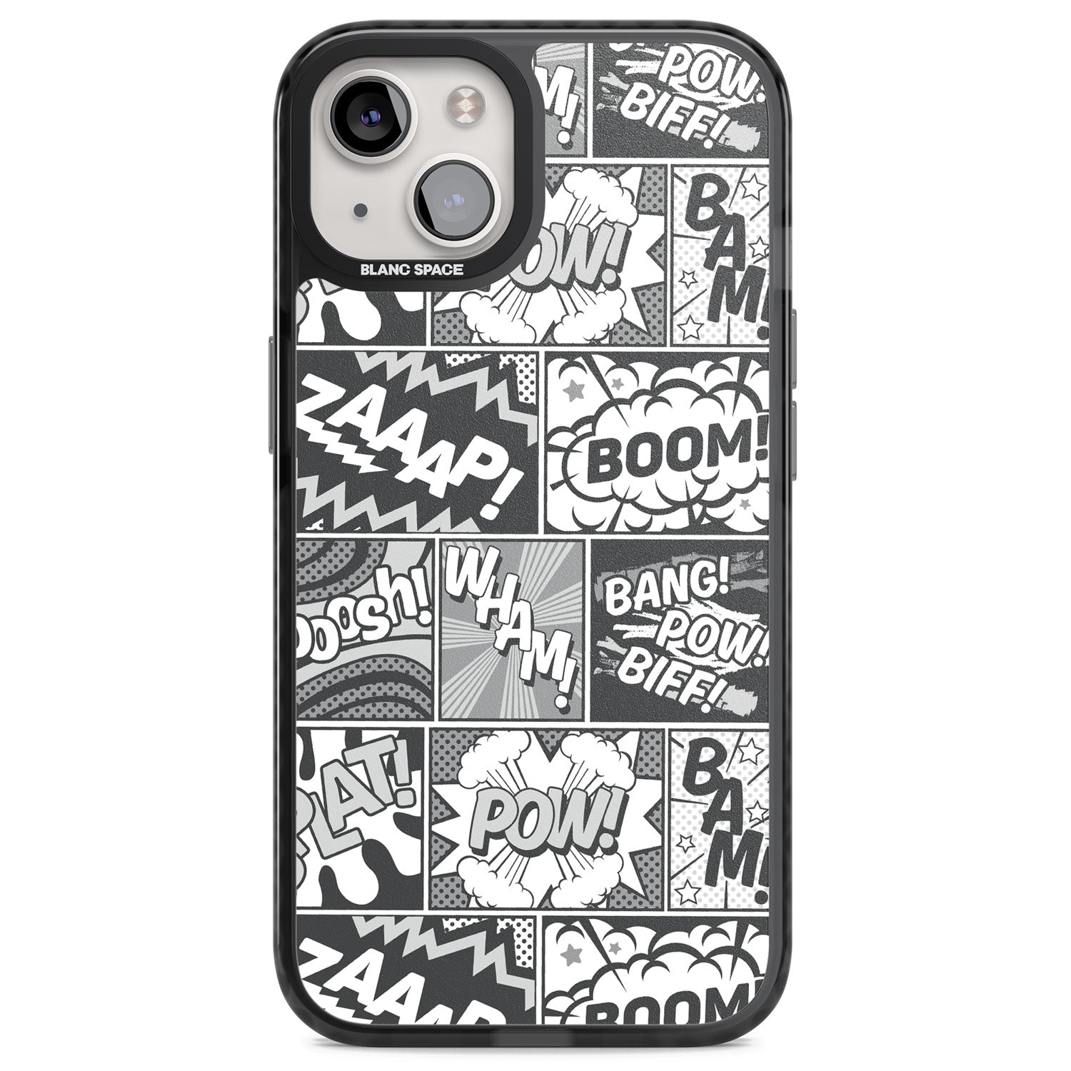 Onomatopoeia (Black & White) Magsafe Black Impact Phone Case for iPhone 13, iPhone 14, iPhone 15