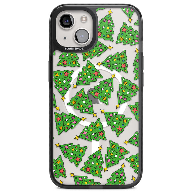 Christmas Tree Pattern Magsafe Black Impact Phone Case for iPhone 13, iPhone 14, iPhone 15