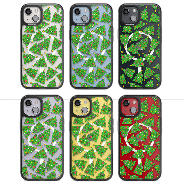 Christmas Tree Pattern Magsafe Black Impact Phone Case for iPhone 13, iPhone 14, iPhone 15