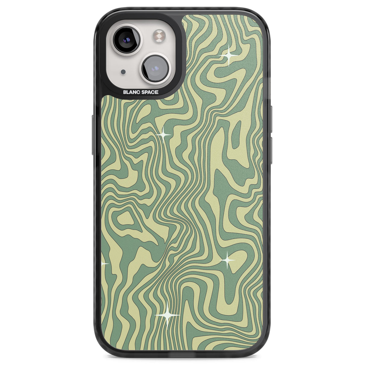 Green Abstract Wave Magsafe Black Impact Phone Case for iPhone 13, iPhone 14, iPhone 15