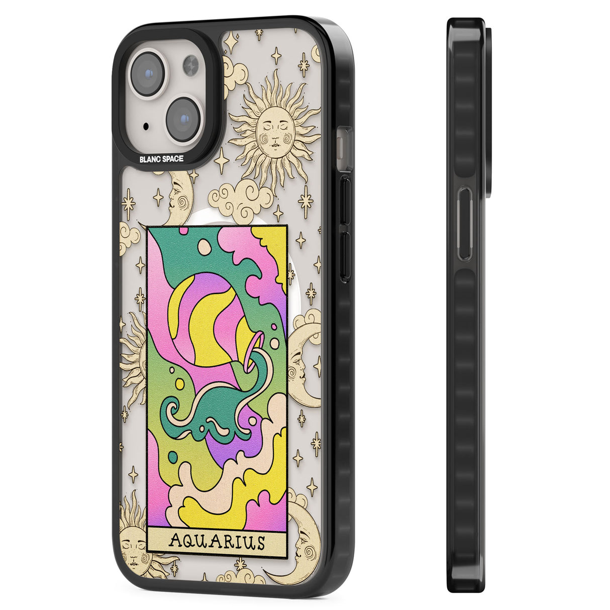 Celestial Zodiac - Aquarius Magsafe Black Impact Phone Case for iPhone 13, iPhone 14, iPhone 15
