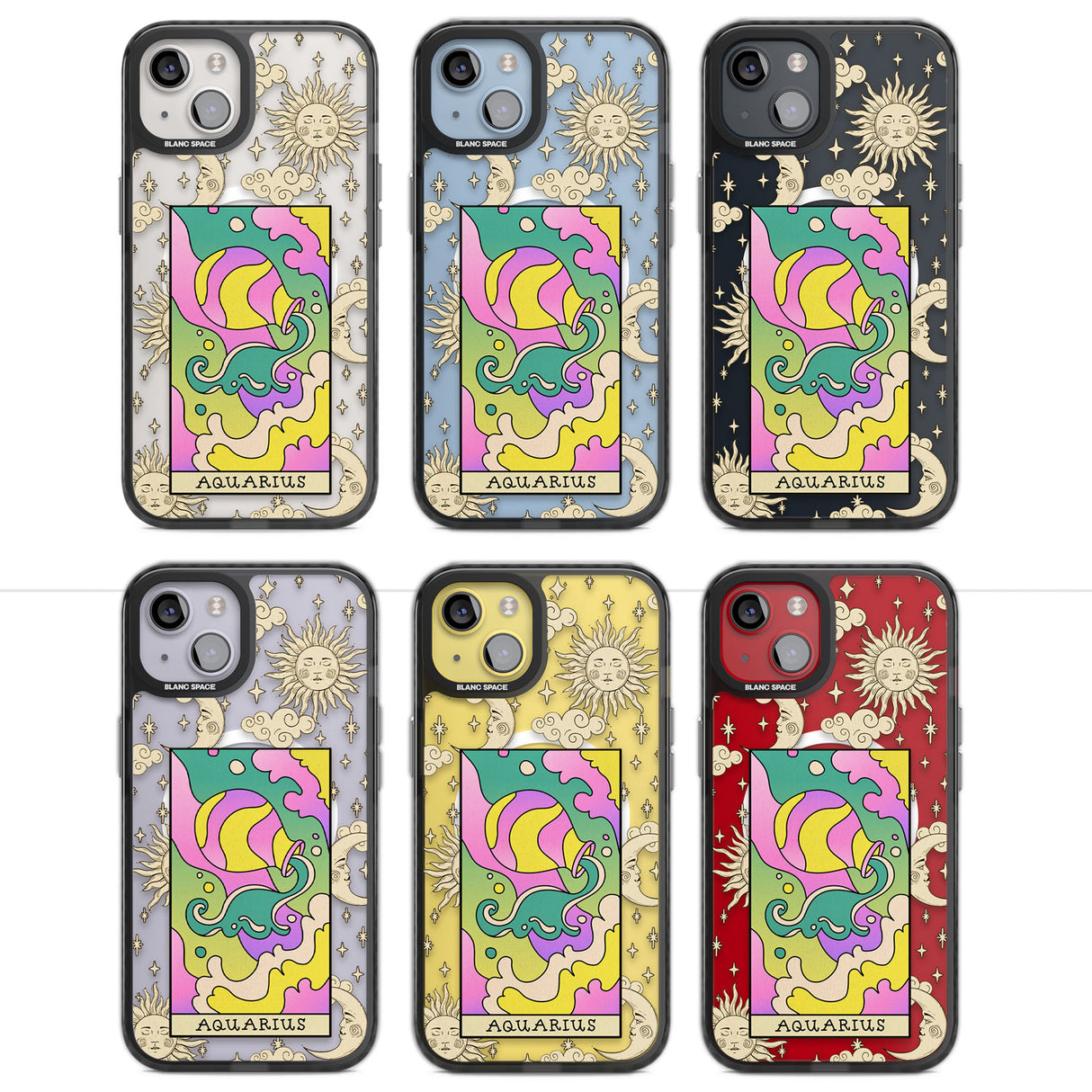 Celestial Zodiac - Aquarius Magsafe Black Impact Phone Case for iPhone 13, iPhone 14, iPhone 15