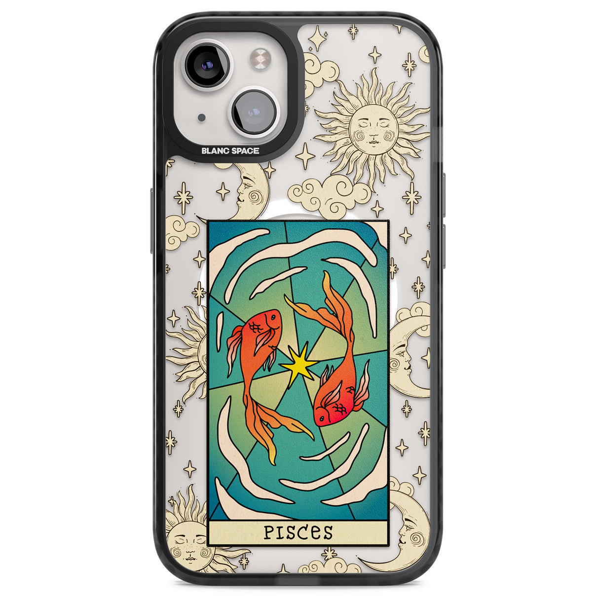 Celestial Zodiac - Pisces Magsafe Black Impact Phone Case for iPhone 13, iPhone 14, iPhone 15