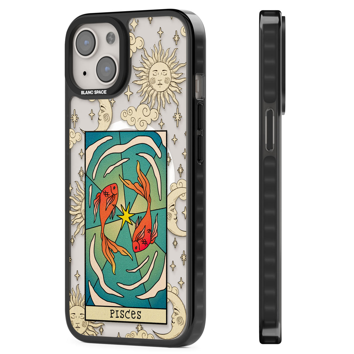 Celestial Zodiac - Pisces Magsafe Black Impact Phone Case for iPhone 13, iPhone 14, iPhone 15