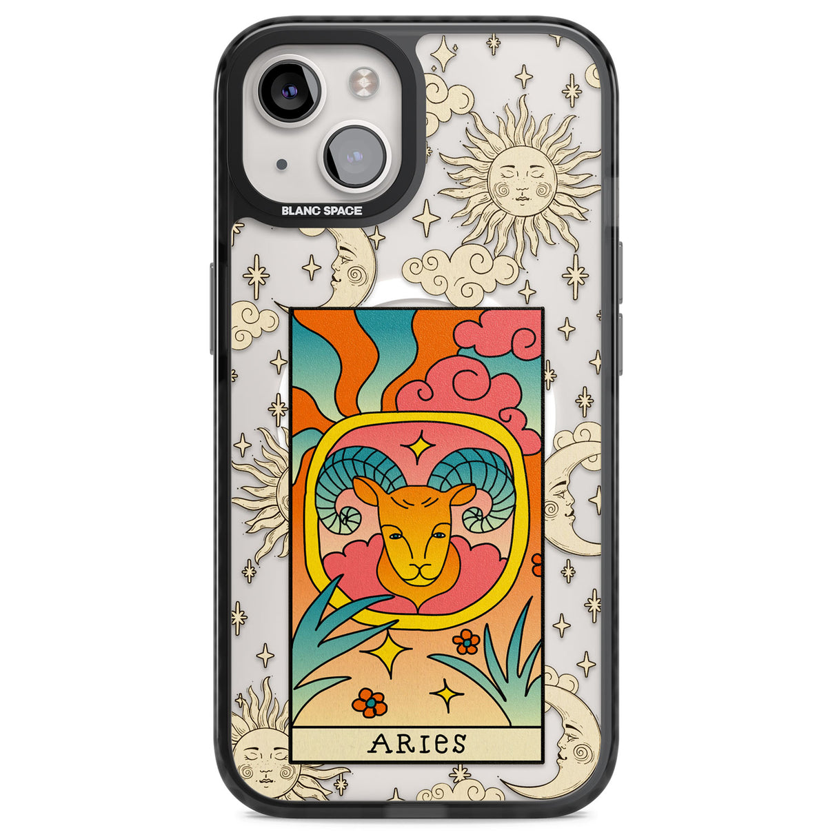 Celestial Zodiac - Aries Magsafe Black Impact Phone Case for iPhone 13, iPhone 14, iPhone 15