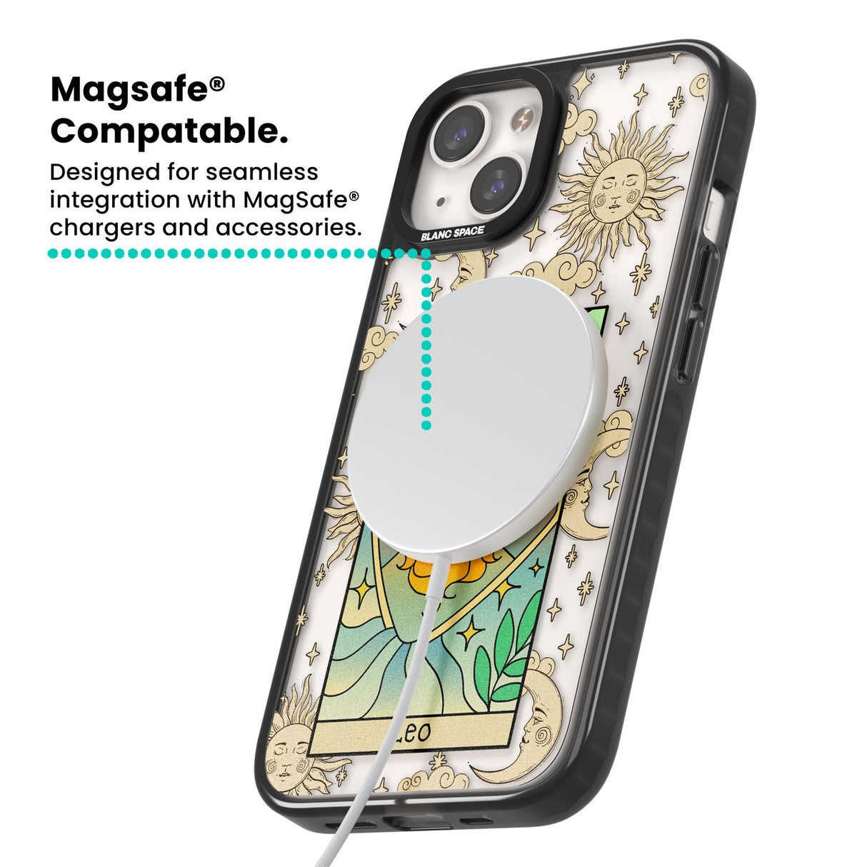 Celestial Zodiac - Leo Magsafe Black Impact Phone Case for iPhone 13, iPhone 14, iPhone 15