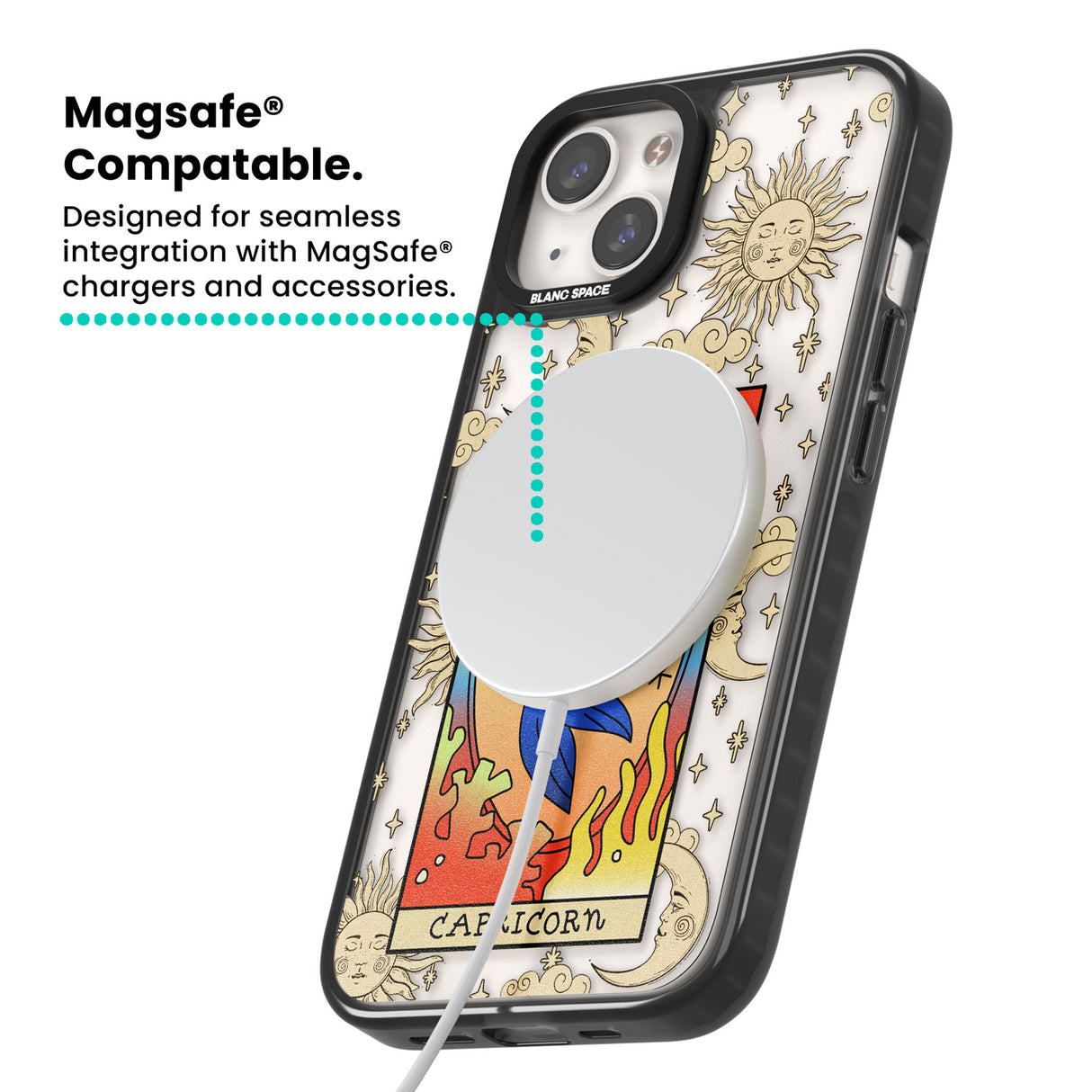Celestial Zodiac - Capricorn Magsafe Black Impact Phone Case for iPhone 13, iPhone 14, iPhone 15