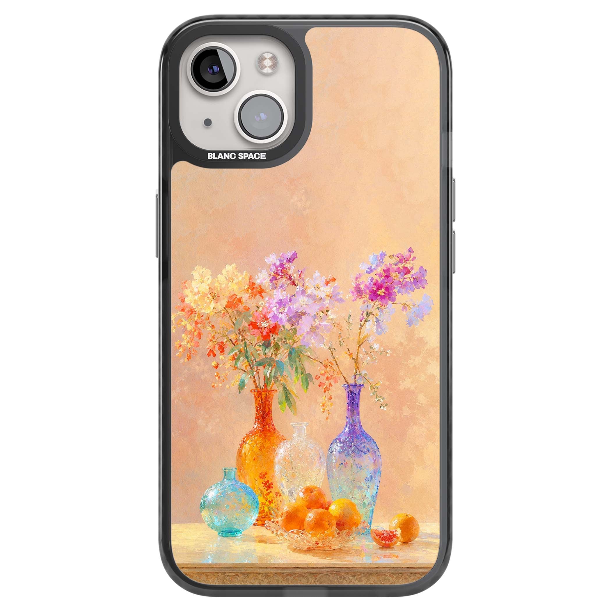 Peach Glass art iPhone case | Black Impact Magsafe case for iPhone 13, iPhone 14, iPhone 15
