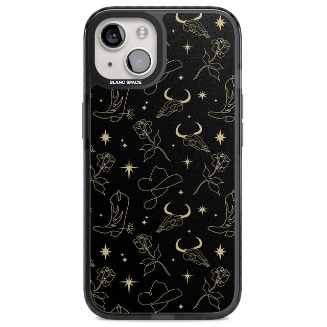 Celestial West Pattern Magsafe Black Impact Phone Case for iPhone 13, iPhone 14, iPhone 15