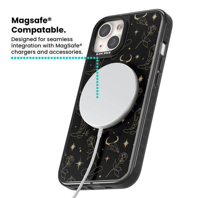 Celestial West Pattern Magsafe Black Impact Phone Case for iPhone 13, iPhone 14, iPhone 15