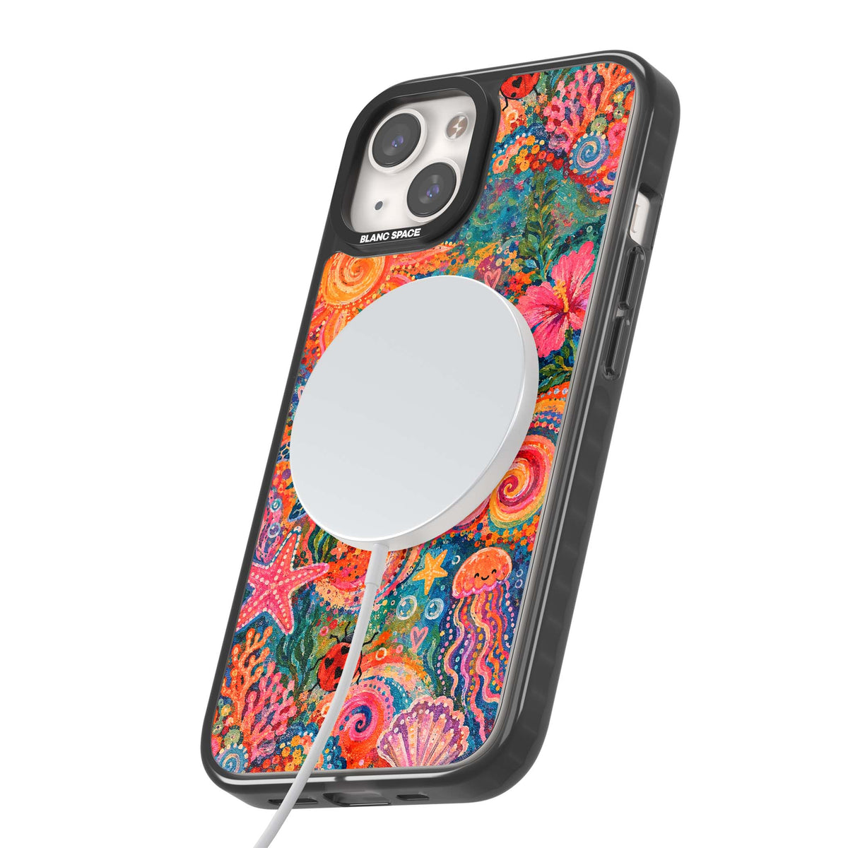 Coral Whimsy for her iPhone case | Black Impact Magsafe case for iPhone 13, iPhone 14, iPhone 15