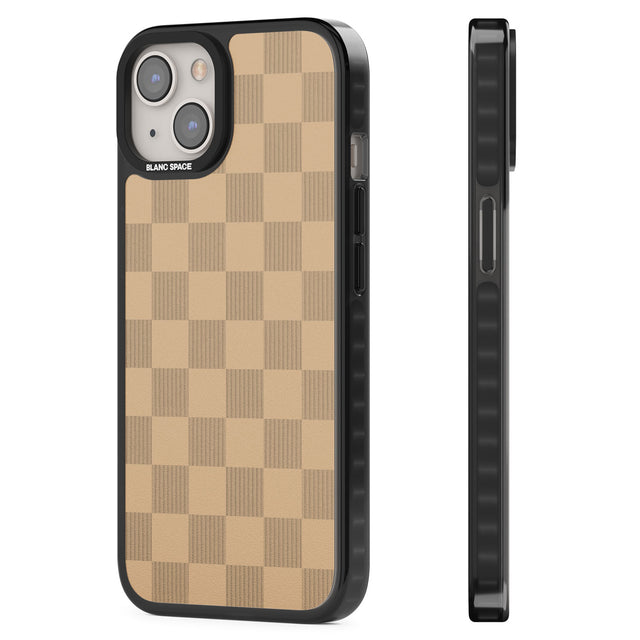 BEIGE CHECKERED Black Impact Phone Case for iPhone 13, iPhone 14, iPhone 15