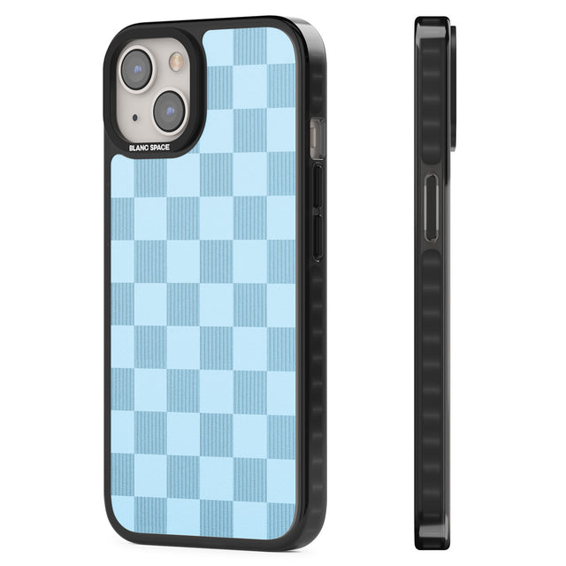 SKYBLUE CHECKERED Black Impact Phone Case for iPhone 13, iPhone 14, iPhone 15