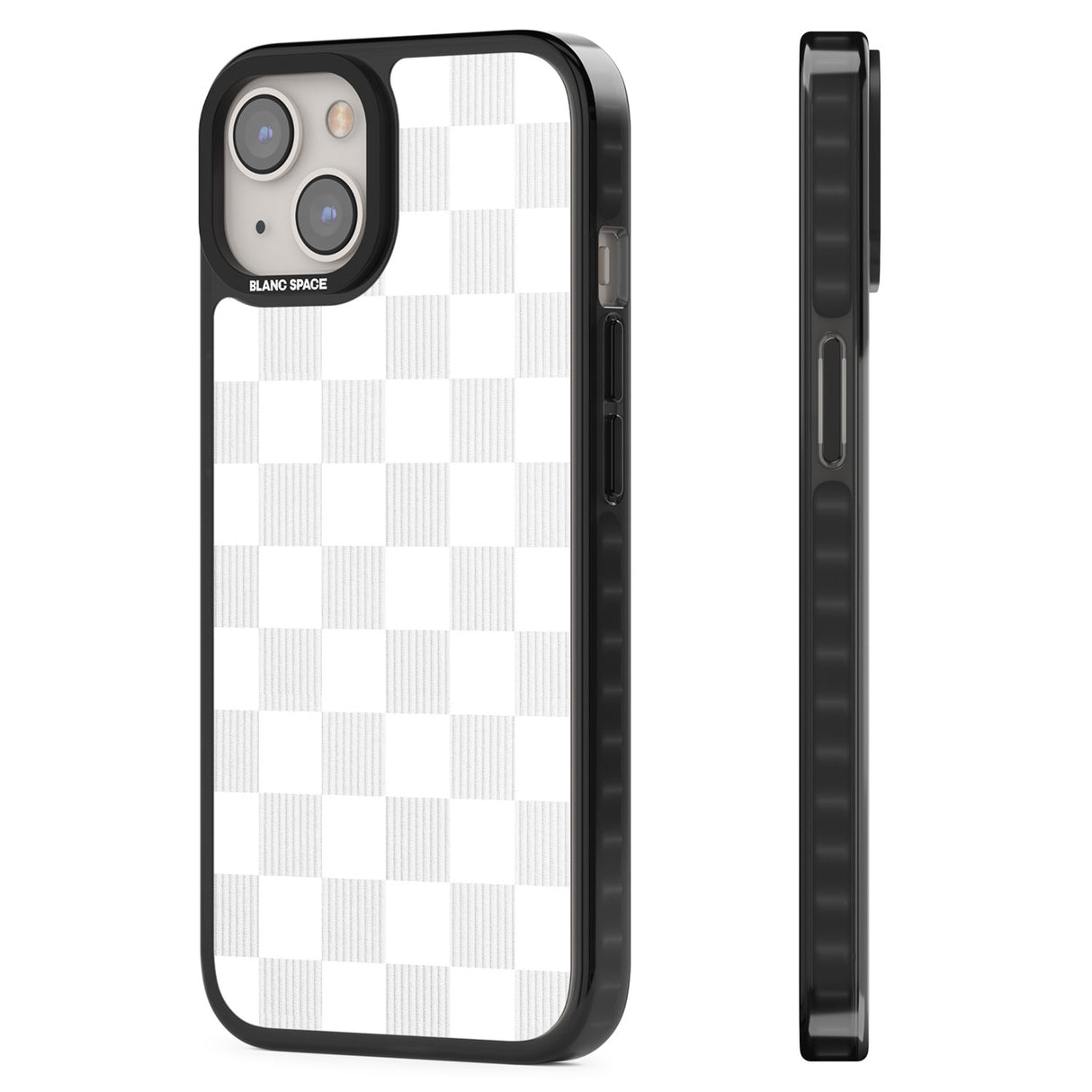 WHITE CHECKERED Black Impact Phone Case for iPhone 13, iPhone 14, iPhone 15