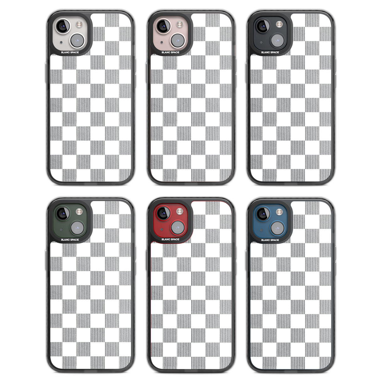 WHITE CHECKERED Black Impact Phone Case for iPhone 13, iPhone 14, iPhone 15